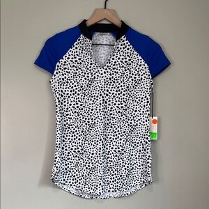 NWT Jofit Blue and Black Spotted Women's Top XS